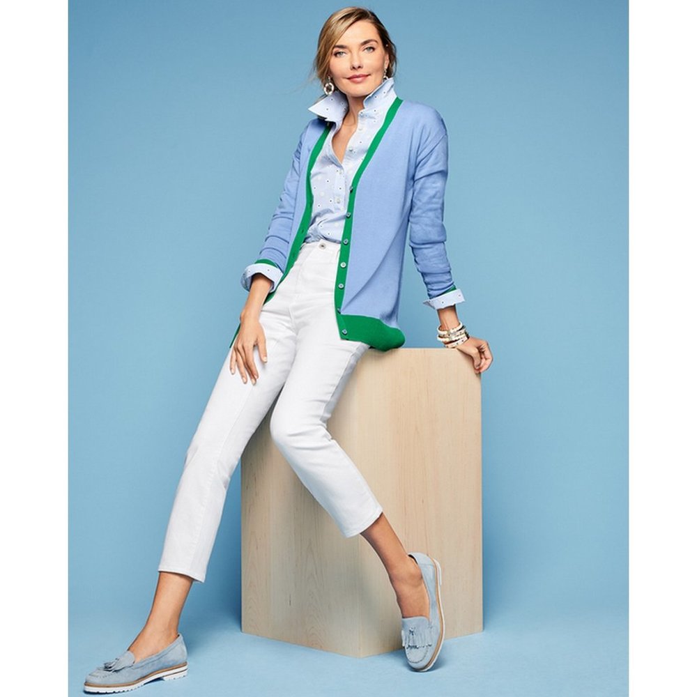 💙 NEW Talbots Blue & Green Girlfriend Cardigan XL